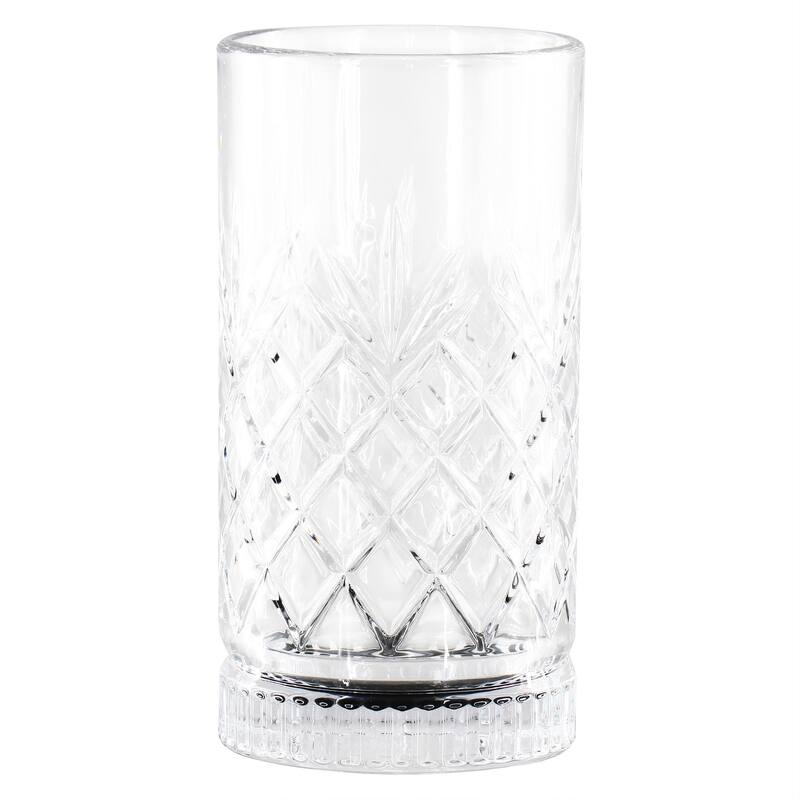4 Piece 16 Ounce Diamond Embossed Glass Tumbler Set