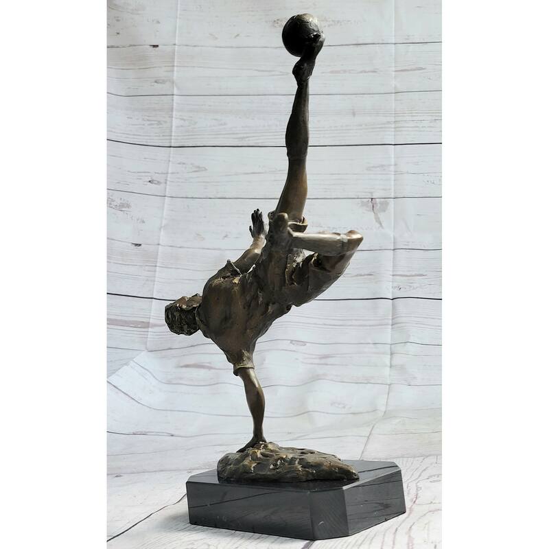 Soccer Trick Shot Bronze Statue Sculpture Trophy Athletic Decor Gift Original Art 14 Inches X 10 Inches