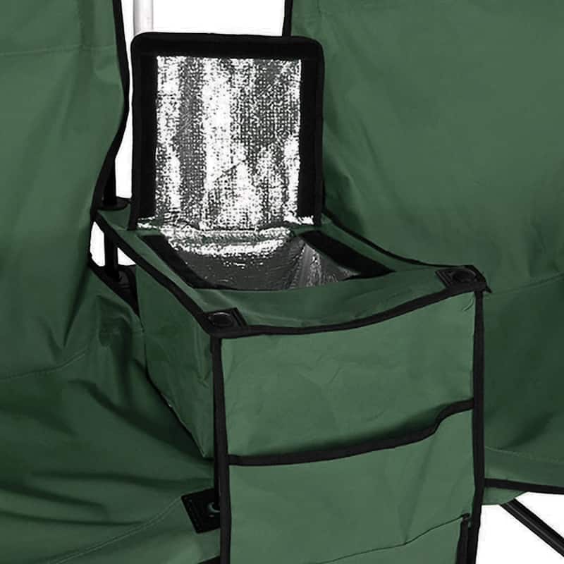 GoTeam Portable Double Folding Chair w/Removable Umbrella, Cooler Bag and Carry Case