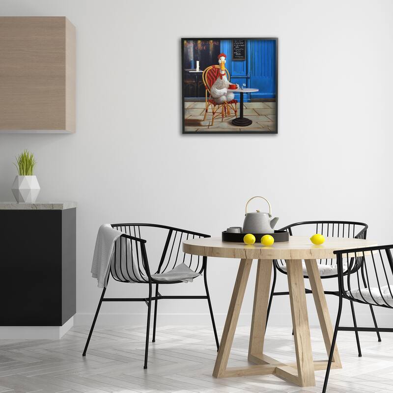 Stupell Trendy Duck at Cafe Framed Giclee Art Design By Lucia Heffernan