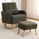 preview thumbnail 41 of 46, HOMYKA 27.95” Rocking Chair, Teddy Velvet Fabric with Pillow and Ottoman