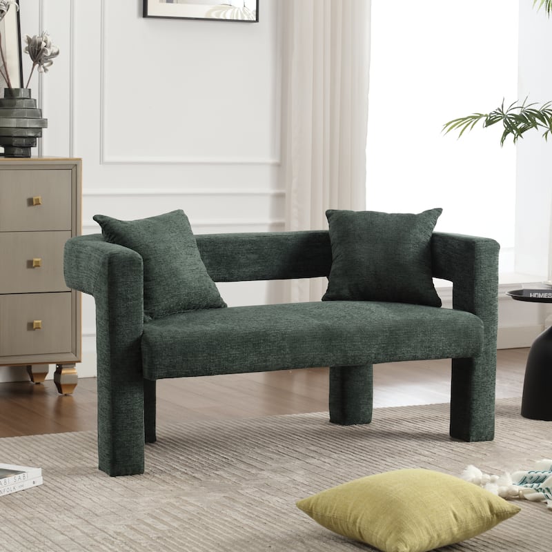 Roomfitters Chenille Loveseat Sofa, Upholstered 2-Seater Accent Couch for Living Room, Bedroom or Lounge Area - Emerald