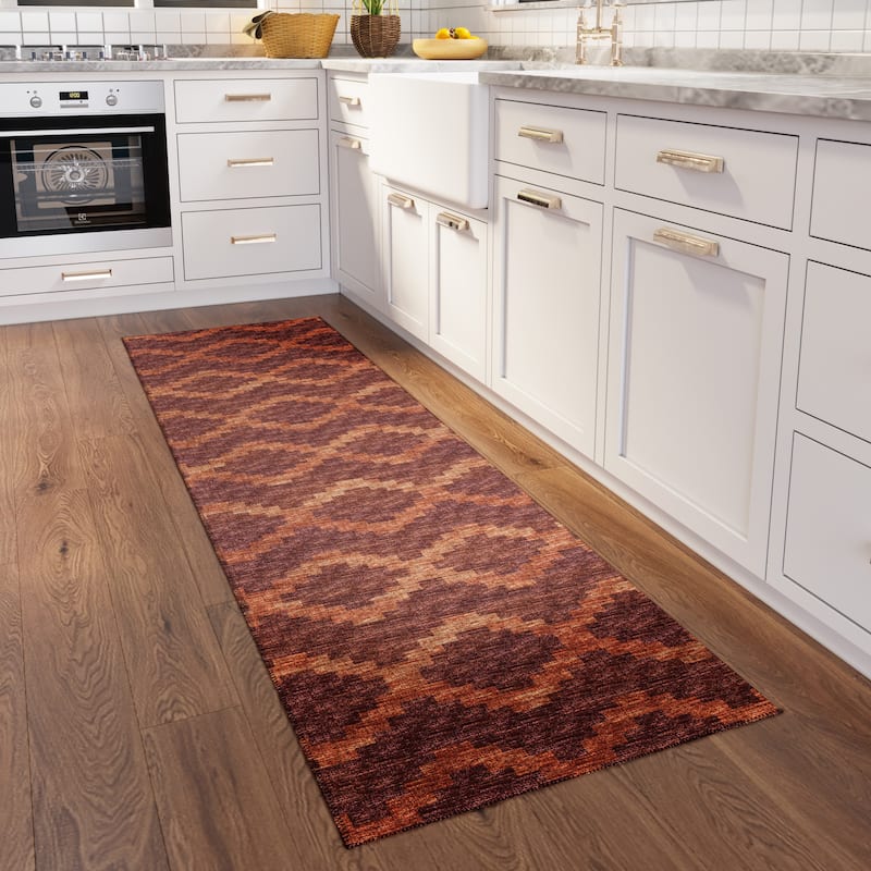 Indoor/ Outdoor Addison Yuma Southwest Chevron Washable Area Rug - 2'3" x 7'6" - Canyon