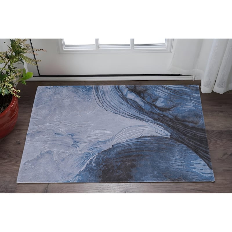 HomeRoots Abstract Coastal Rectangle Area Rug - 36.00 in. x 24.00 in.  x 0.51 in.