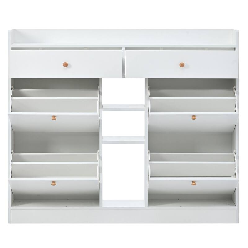 Entryway Shoe Storage Organizer with Hidden Flip Drawers, 2-Tier Design