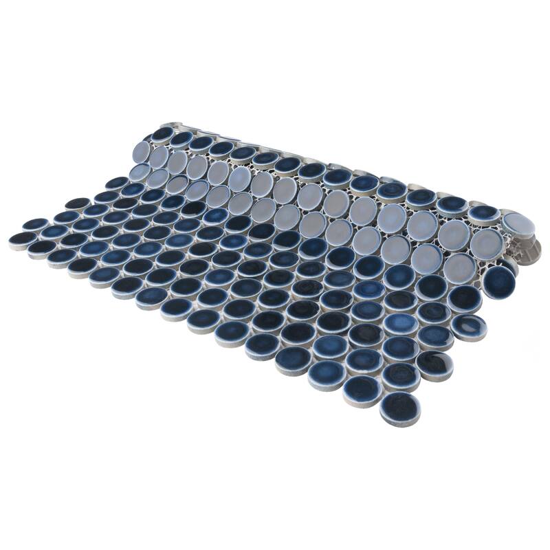 Merola Tile Hudson Penny Round Midnight 11-7/8" x 12-5/8" Porcelain Floor and Wall Tile