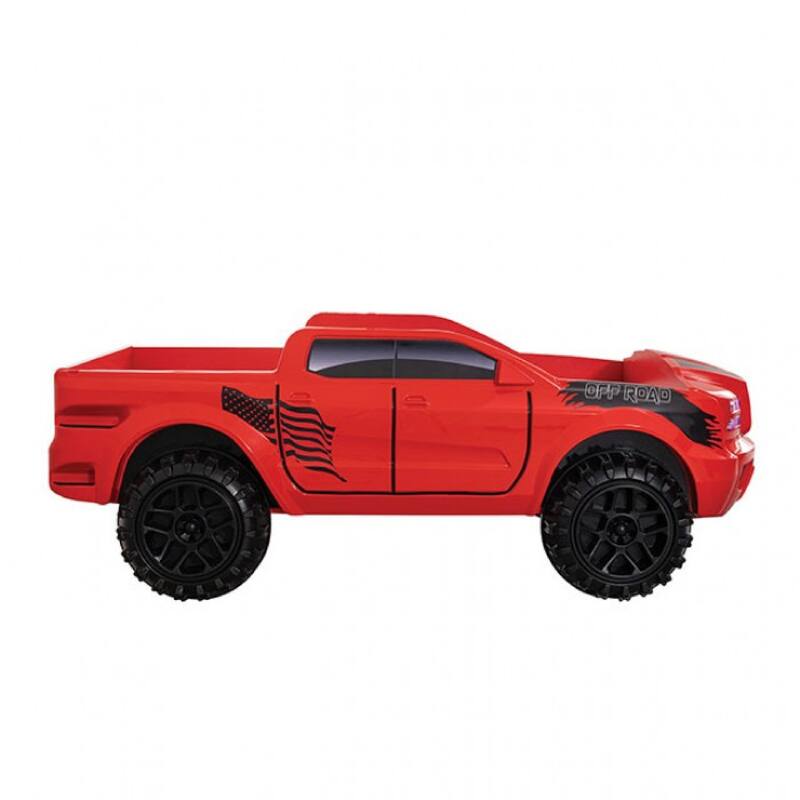 Tonie Truck Twin Bed, Interactive Lights and Sound Effects, Red ABS