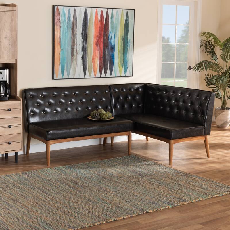 Riordan Mid-Century Modern 2-Piece Dining Nook Banquette Set