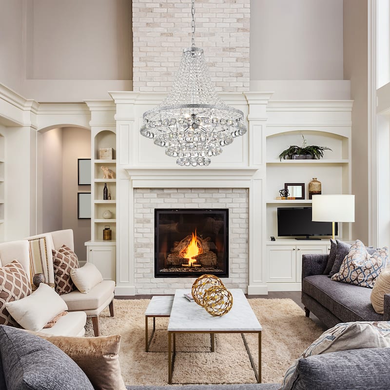 Chrome 7-Light Empire Four Tier Chandelier with Crystal