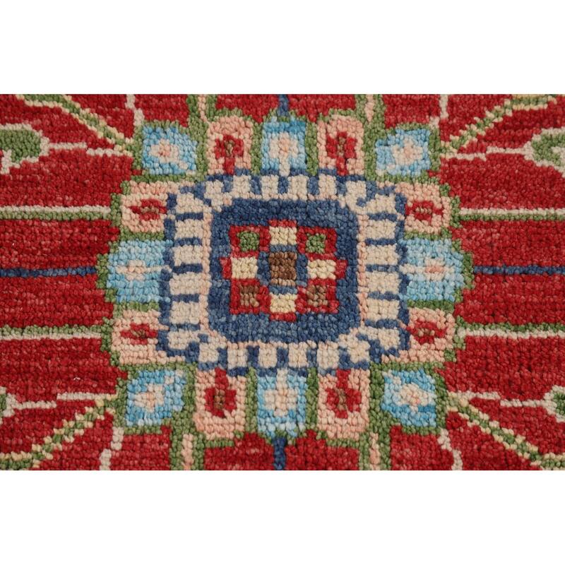 Blue Geometric Heriz Serapi Area Rug Hand-Knotted Wool Carpet - 8'10"x 11'10"