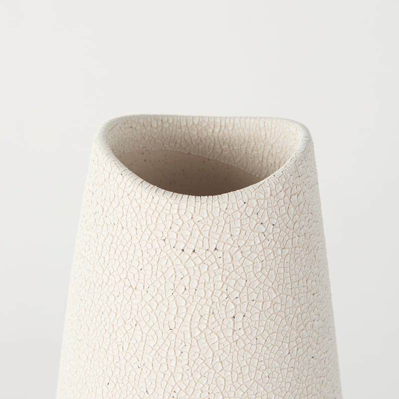 Salar Cream Gourd Style Crackled Ceramic Vase (14")