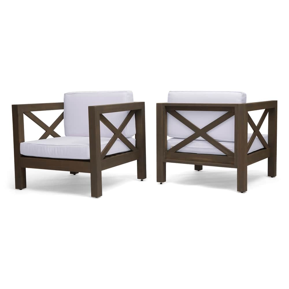 Brava Outdoor Acacia Club Chairs (Set of 2) by Christopher Knight Home