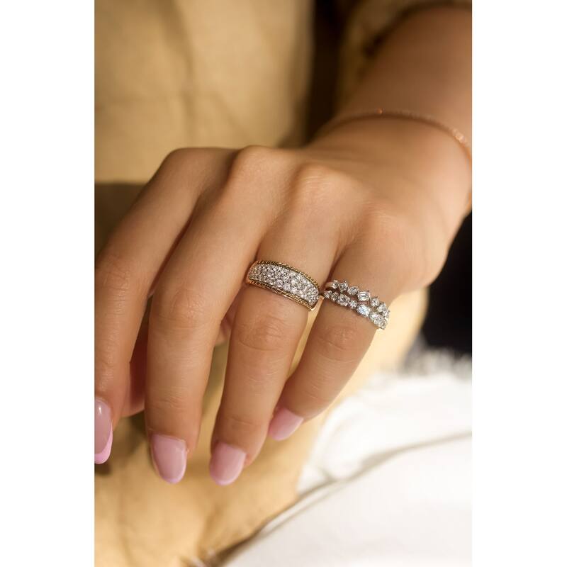 Kobelli 1 Carat Natural Diamond 10k Gold Honeycomb Two-Tone Anniversary Ring