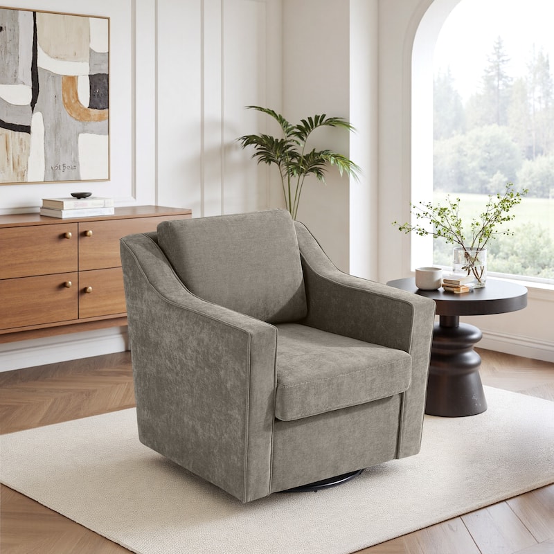 30'' W Vegan Leather/ Chenille Swivel Accent Chair