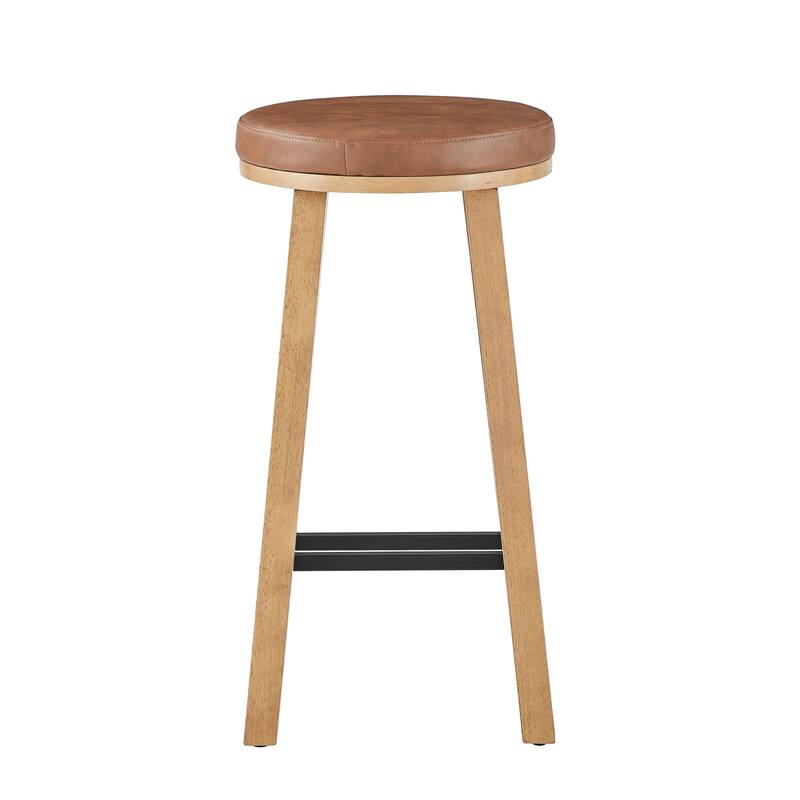 Bower home Upholstered Round Wood Counter Stool - Set of 2