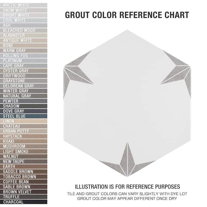 Merola Tile Stella Hex Silver 8-5/8" x 9-7/8" Porcelain Floor and Wall Tile