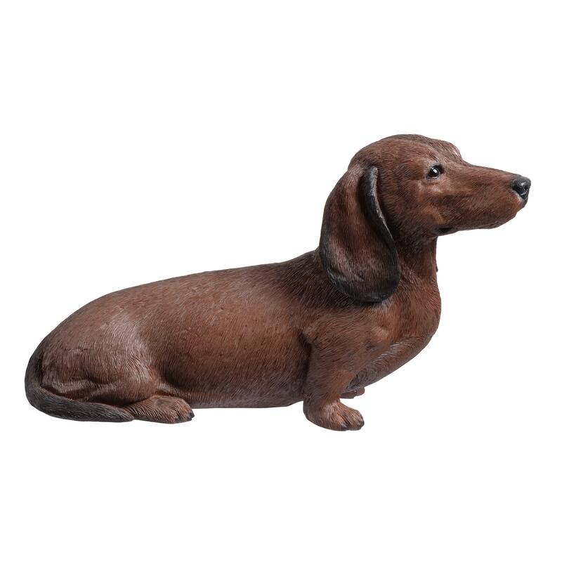 Sitting Brown Dachshund Outdoor Garden Statue - 15"