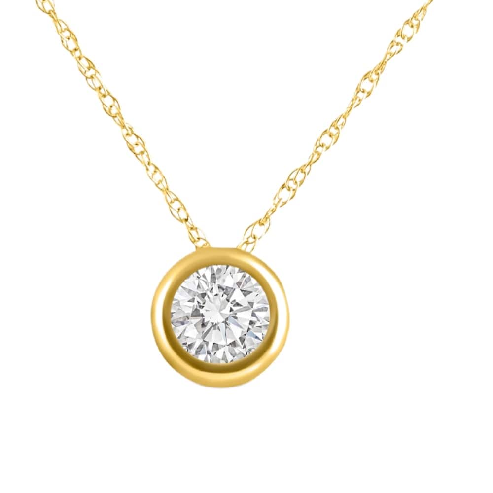 1/2Ct Diamond Bezel Pendant Solitaire Necklace Yellow Gold Lab Grown