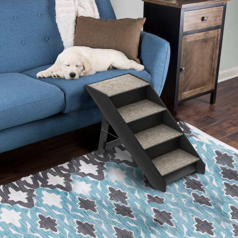 Pet Stairs - Home and Vehicle Nonslip Carpeted Dog Steps with 3 & 4-Step Designs