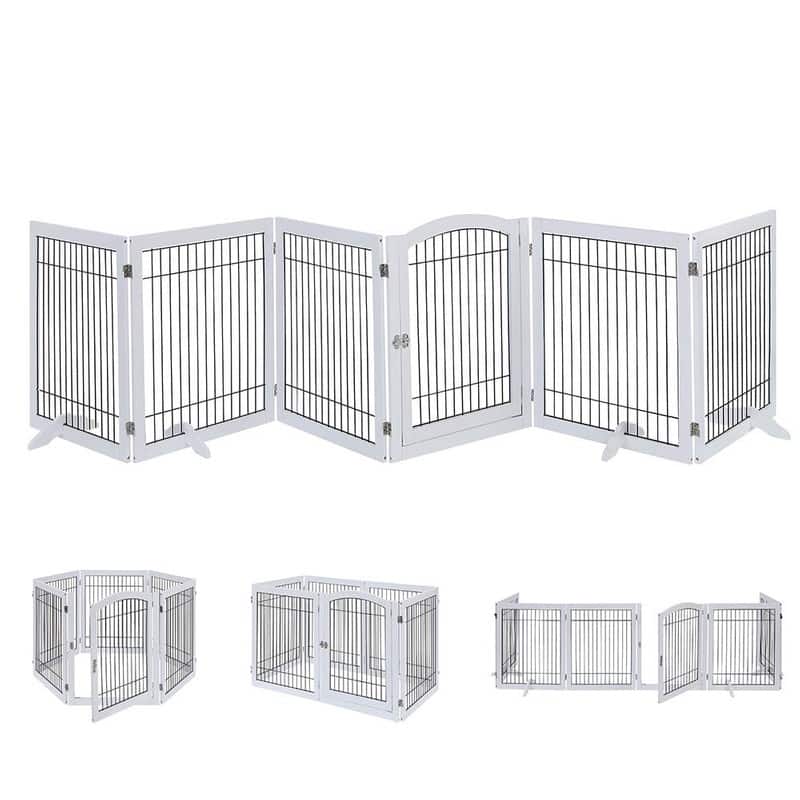 Unipaws Pet Playpen for Dogs, Freestanding 6 Panels Dog Gate