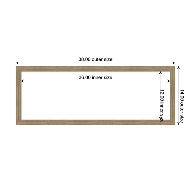 Amanti Art Woodgrain Stripe Blonde Framed Dry Erase Magnetic Board - 38 x 14 in - Woodgrain Stripe Mocha