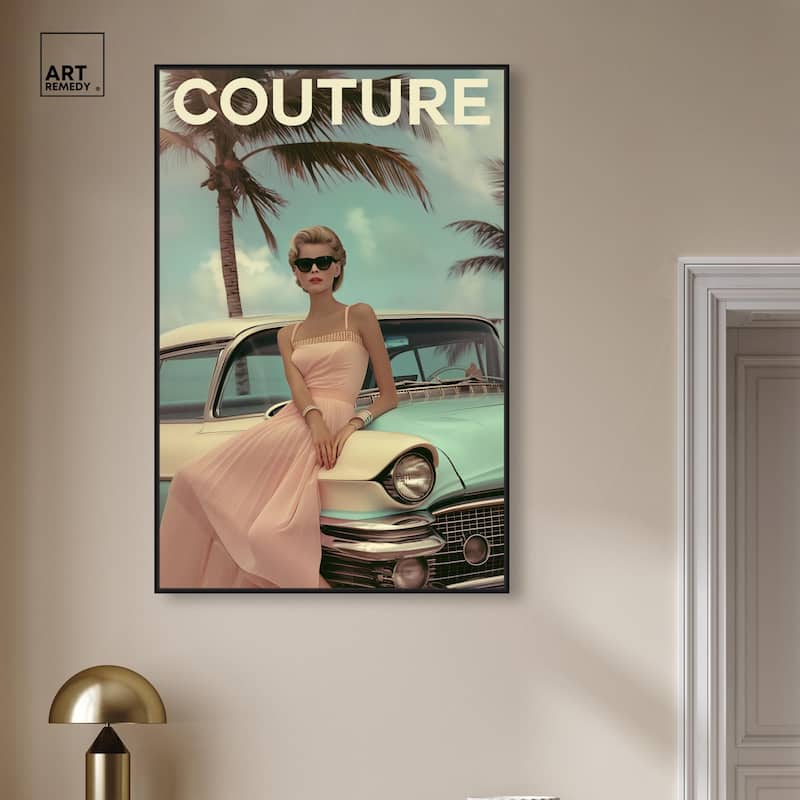 Vintage Beach Car Cover Canvas by Art Remedy