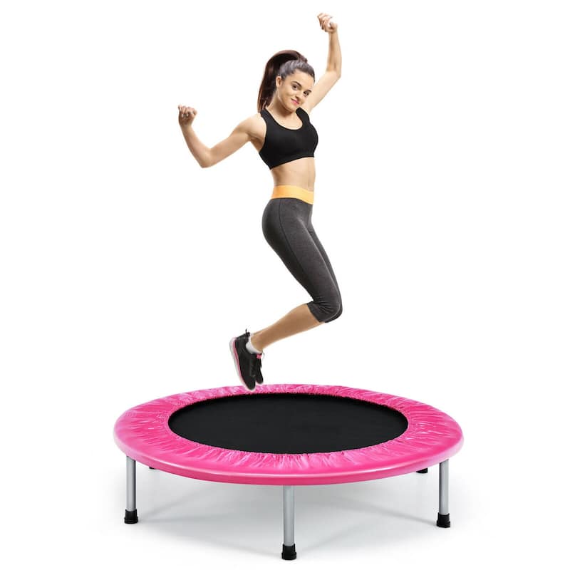 38" Foldable Trampoline with PP Jumping Mat and Anti-Scratch PVC Padding for Safety - 38"φ x 7.5"