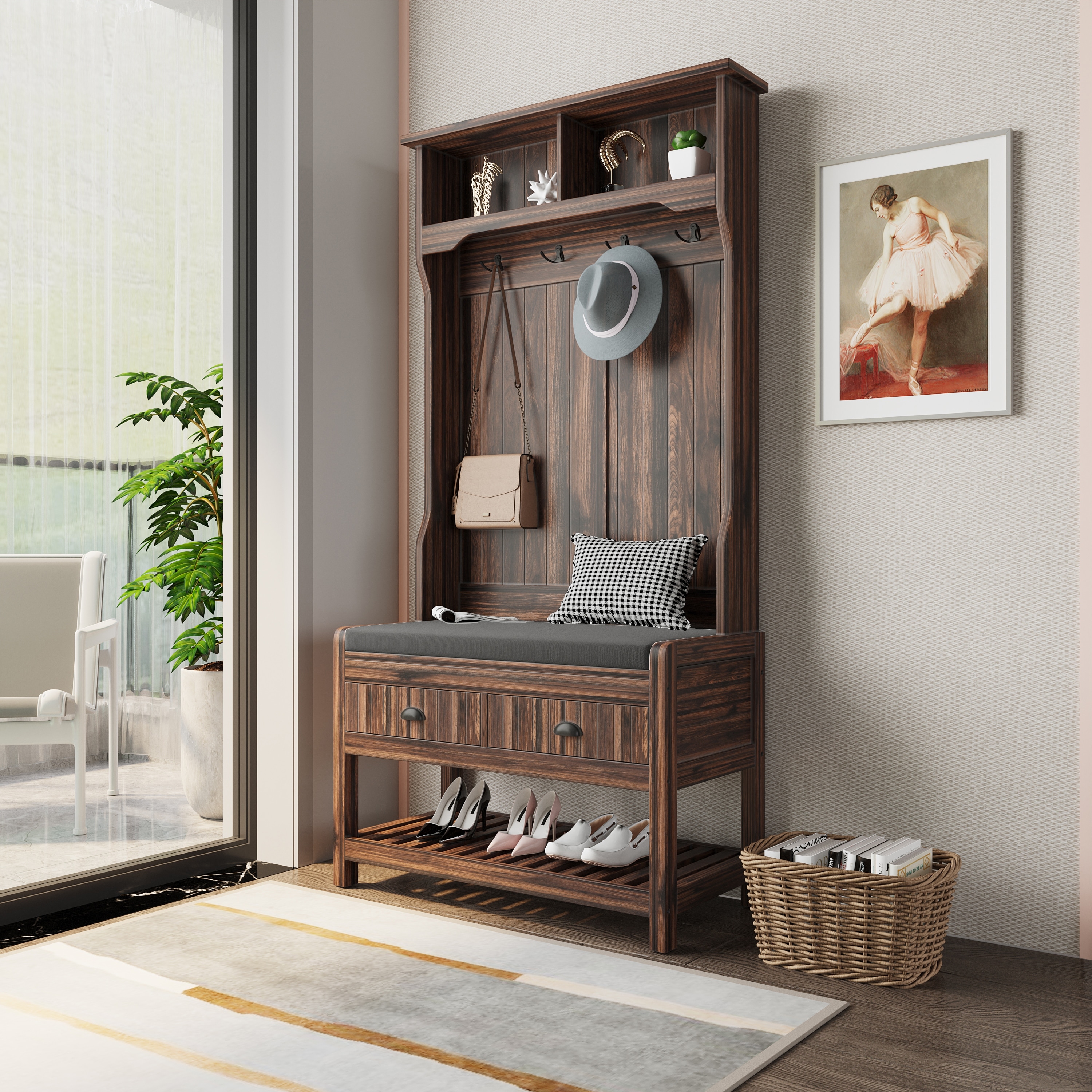 Hinged coat hooks top
