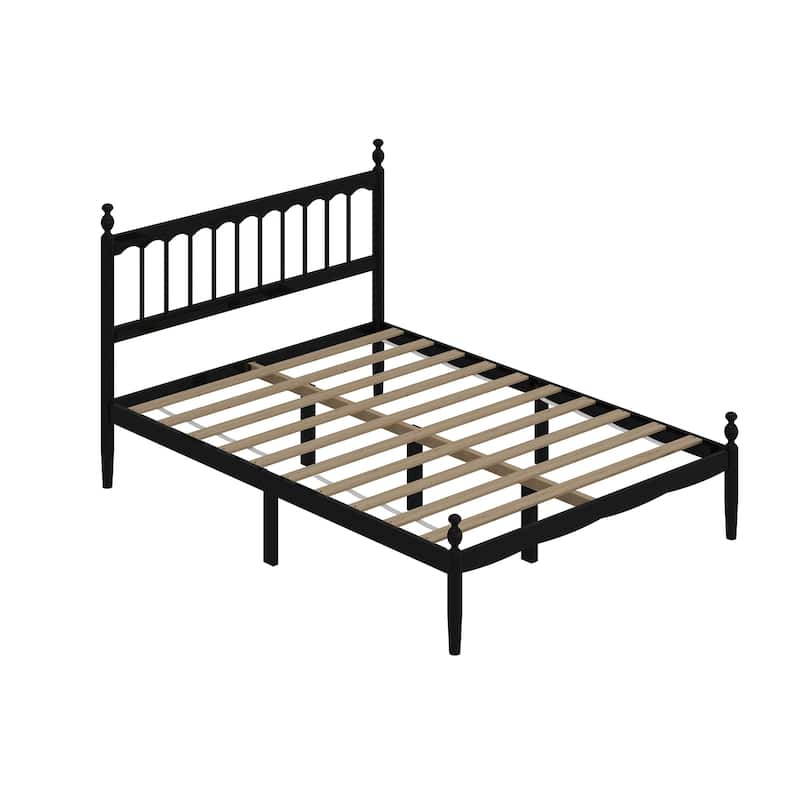 Elegant Vintage Style Sturdy Queen Size Solid Wood Bed Frame