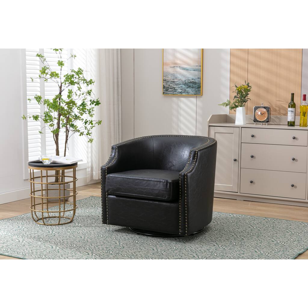 Swivel Barrel Chair, Comfy Round Accent Chair