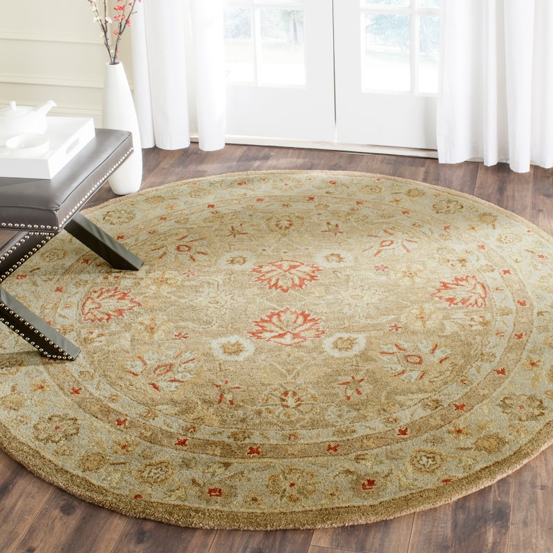 SAFAVIEH Handmade Antiquity Anner Traditional Oriental Wool Area Rug - 10' x 10' Round - Brown/Beige