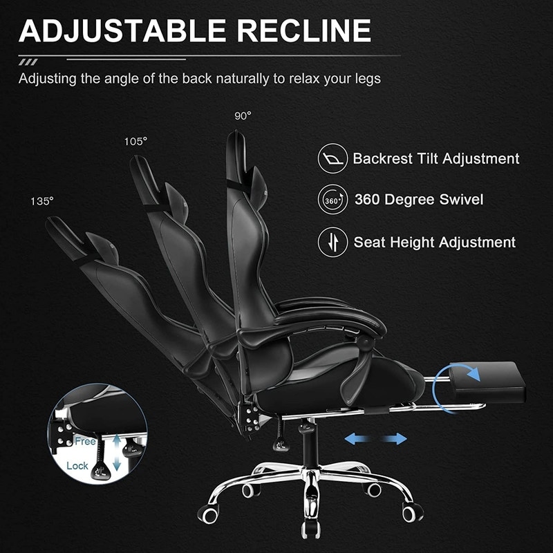 Lucklife Gaming Chair Racing Office Computer Ergonomic Video Game Chair  with Headrest and Lumbar Pillow Esports Chair - Bed Bath & Beyond - 36177024