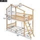 preview thumbnail 3 of 20, Twin Over Twin Bunk Bed Wood Bed with Roof, Window, Ladder