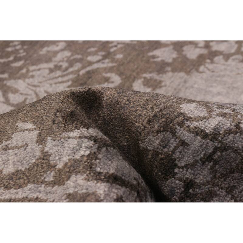 ECARPETGALLERY Hand-knotted Heritage Dark Grey Silk Rug - 7'10 x 10'0