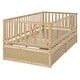 preview thumbnail 36 of 118, Wood Cribs Convertible Toddler Bed with Fence Guardrails and 2 Drawers Split into Independent Floor Bed and Daybed Slat Support