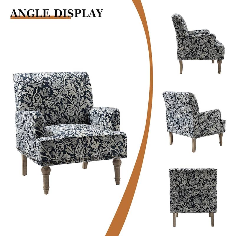 Pavia Traditional Floral Fabric Design Upholstered Accent Armchair with Nailhead Trim Set of 2 by HULALA HOME