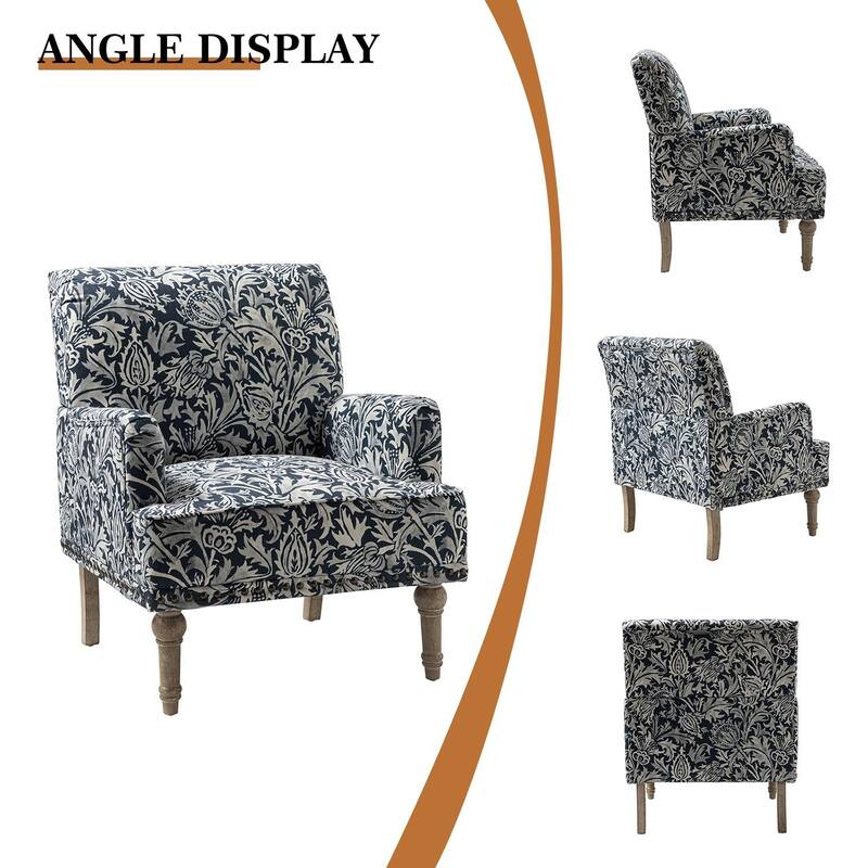 Geltrude Traditonal Floral Fabric Design Upholstered Accent Armchair with Turned Legs by HULALA HOME