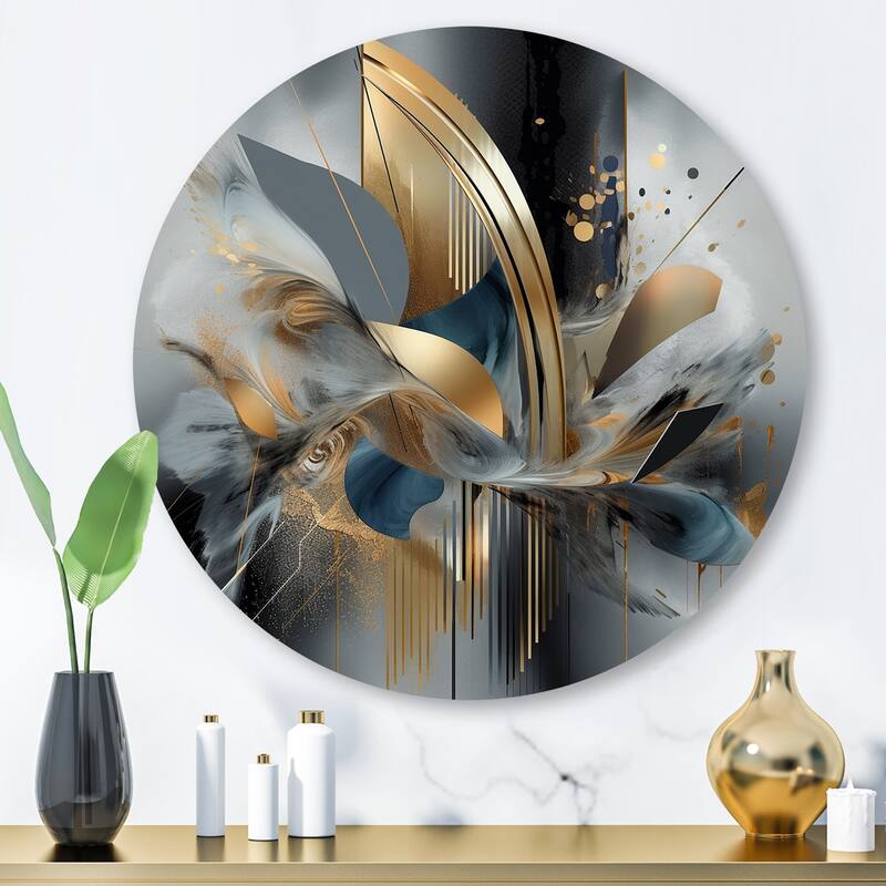 Designart "Soft Colors Marble Abstract II" Abstract Marble Metal Round Wall Art