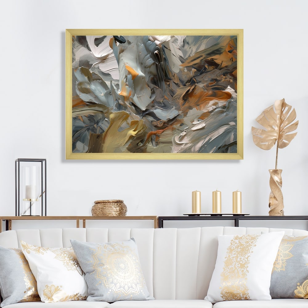 Designart "Autumn Jazz Abstract Expressionism" Abstract Painting Framed Canvas Prints
