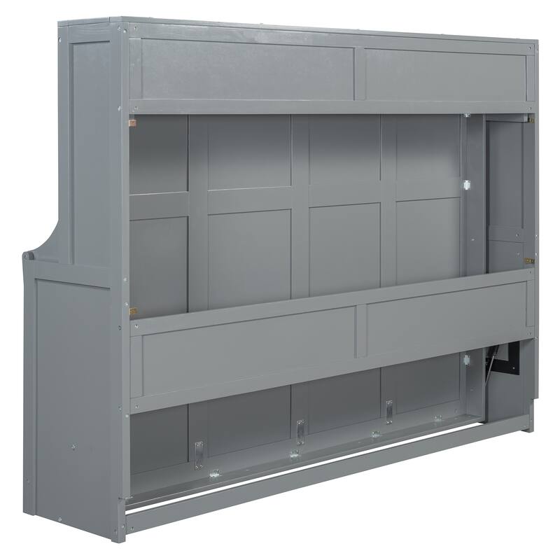 Space-Saving Murphy Bed with Hydraulic Lift and Built-In Desk for Multifunctional Rooms and Small Spaces