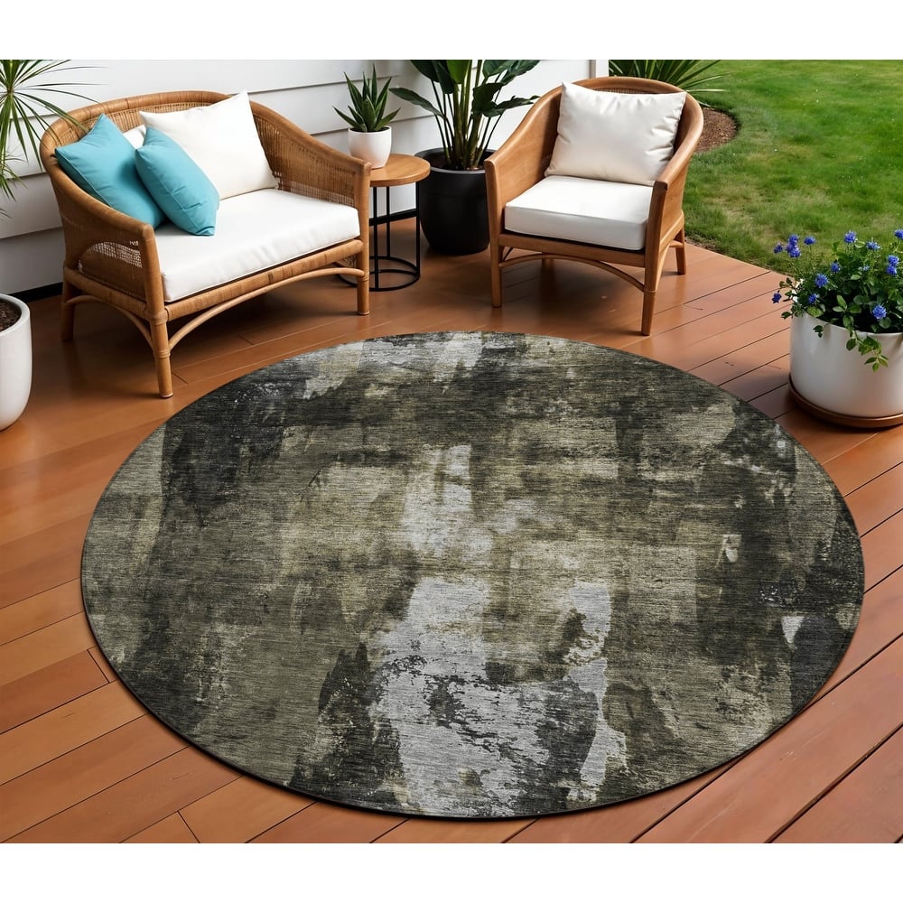 HomeRoots Abstract Transitional Rectangle Outdoor Rug