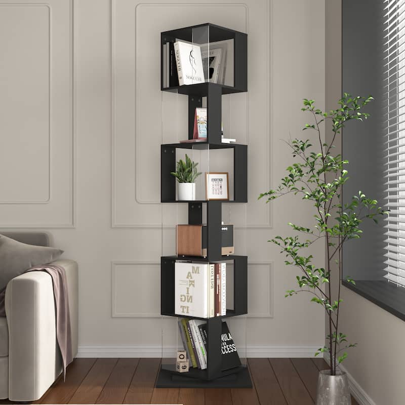 Floor Rack Simple Bookcase with Acrylic plate Student Multi-Function Creative Bookshelf for Living Room