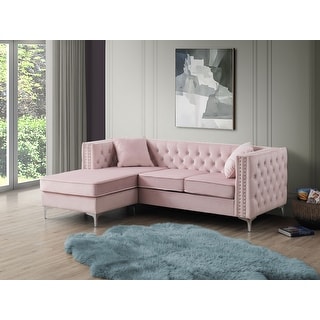 Glory Furniturepaige Velvet Tufted Sofa With Chaise Pink Dailymail So we've created this roundup of sofas where pink, the color of the moment, meets velvet, the fabric of the moment. glory furniture paige velvet tufted sofa with chaise pink from overstock com daily mail