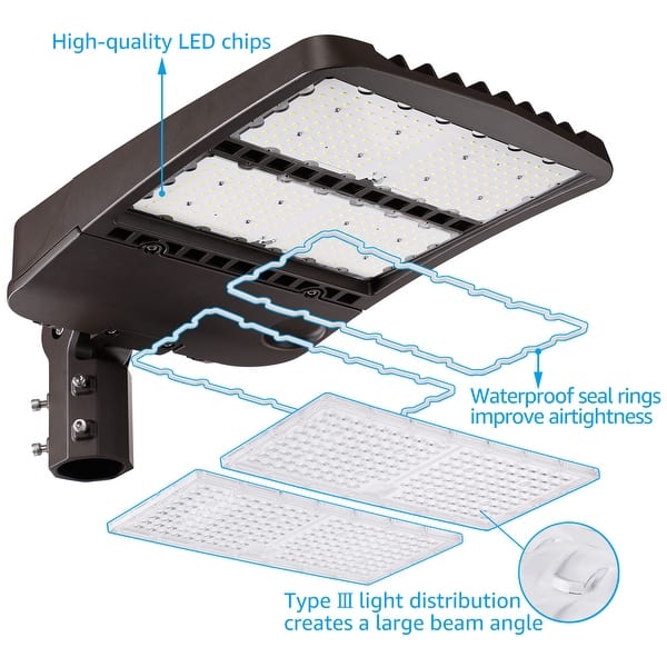 WYZM 300W LED Parking Lot Light – Dusk To Dawn, 5500K, IP65 Outdoor Shoebox Area Light