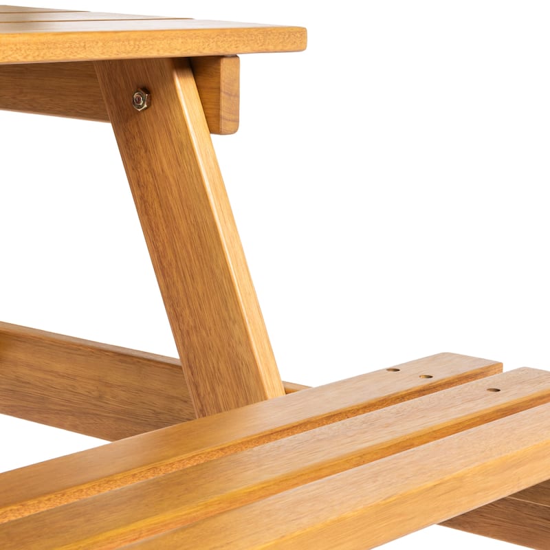 Porto 59" Modern Classic Outdoor Wood Picnic Table Benches with Umbrella Hole, by JONATHAN Y