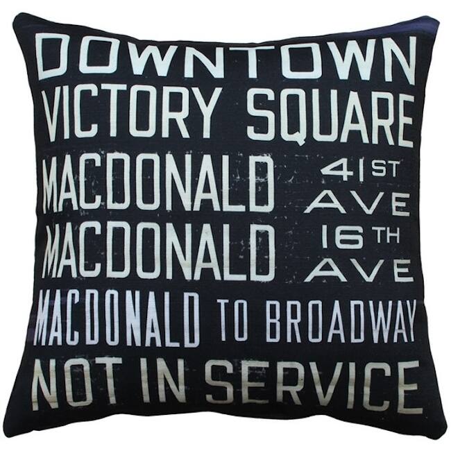Vancouver Bus Scroll 20x20 Throw Pillow with Polyfill Pillow Insert