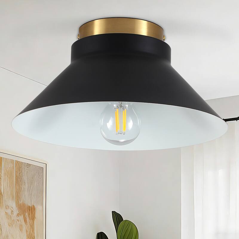 Modern Black Gold Flush Mount Ceiling Light for Hallway Stairway Foyer - Matte Black - Matte Black