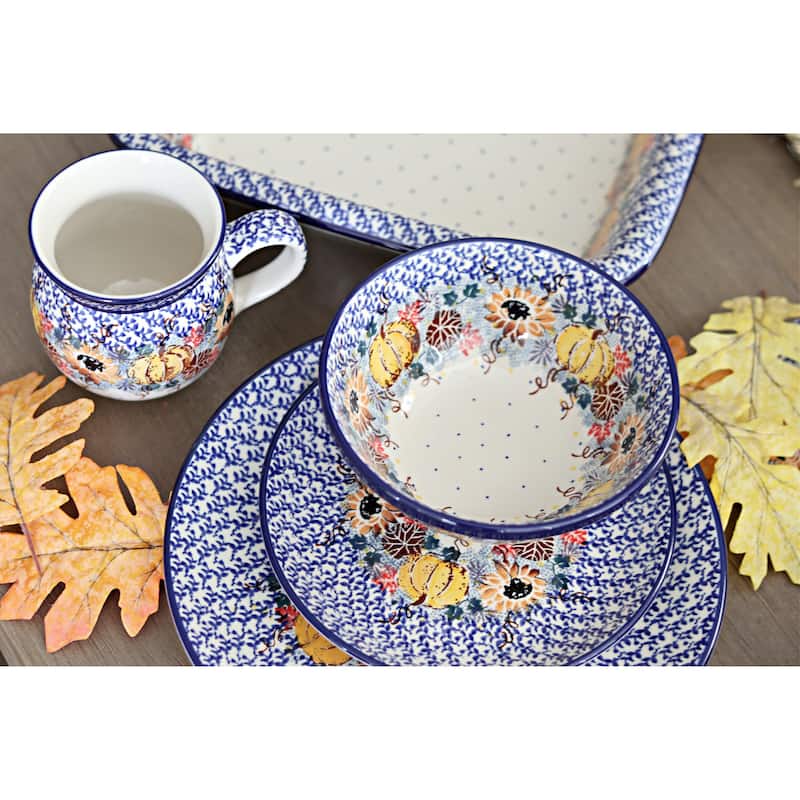 Blue Rose Polish Pottery Ceramika Artystyczna Dessert Plate