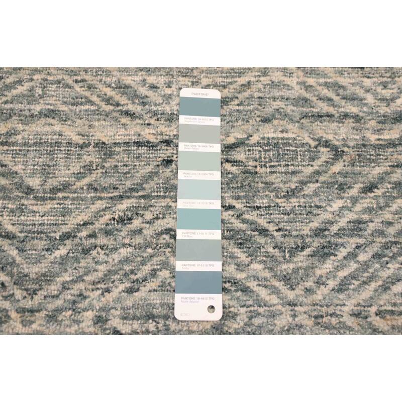 ECARPETGALLERY Hand Loomed Elysian Teal Wool Rug - 7'10 x 10'0