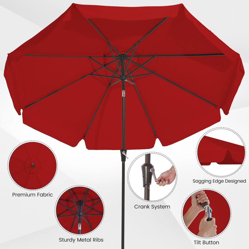 10ft Patio Market Umbrella with UV-Resistant and Sagging Edge Designed